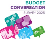 Speech bubbles advertising the Budget Consultation