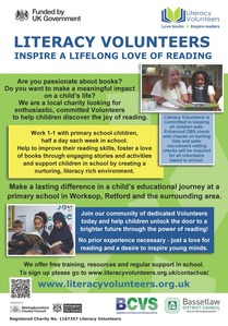 Literacy Volunteers flyer. Please refer to following text for details.