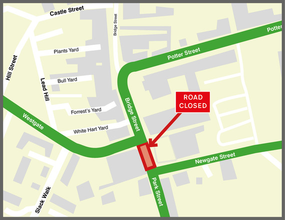 Map showing Park Street road closure.