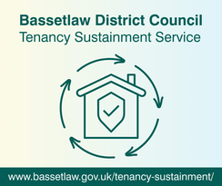 Icon of a house with a shield and tick on the front. It is in the middle of a circle of arrows. 