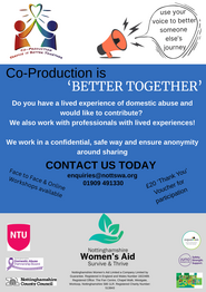 Informational poster on Notts WA's Co-production Service