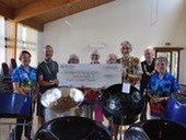 Cllr Paddy Ducey, Cllr John Shephard, Catherine Williams & Members of Worksop & District u3a Steelpantastic group.