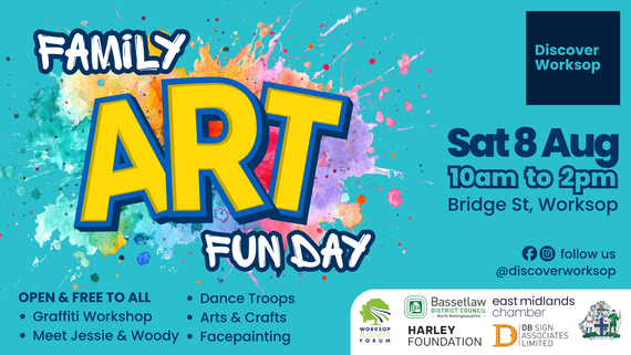 Family Art Fun Day promotional graphic. 