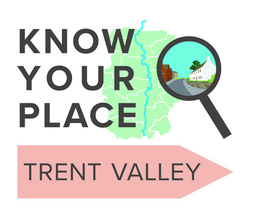 A magnifying glass over a map of the Trent Valley area.