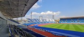 The redeveloped Alexander Stadium. A view of the Northern Plaza and East Stand. 