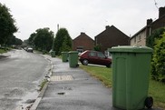 Green bins waiting to be collected