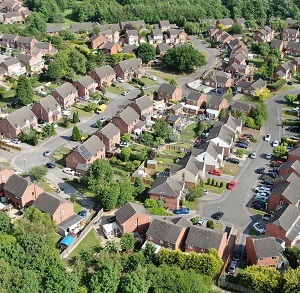 Aerial image of houses