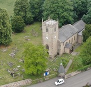 Aerial view of St John the Baptist Church in Clowne