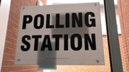 Polling station sign for elections