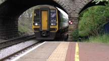 Train arriving into Shirebrook station