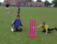 Children playing cricket at Langwith