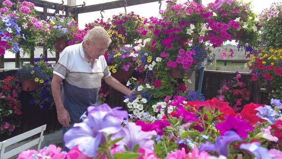 Harry in his colourful garden