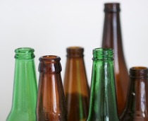 Glass bottles of different colours