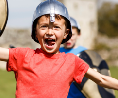 Boy dressed as knight