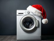 washing machine with a santa hat