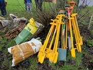 Spades ready for tree planting