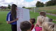 Kids looking at a scoreboard at a half term activity day