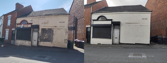 Before and after image of shop front