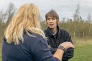 Two women talking on the Bolsover Loop