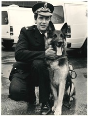 PC Geoff Whyatt with Police Dog Sabre April 1981