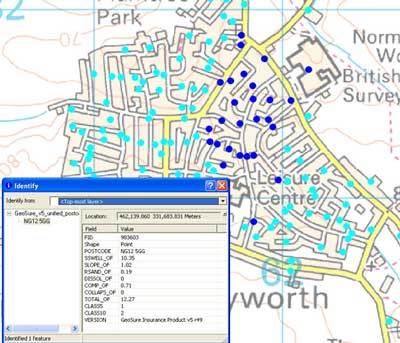 BGS GeoSure insurance product sample. BGS © UKRI. Contains Ordnance Survey data © Crown Copyright and database rights 2011.