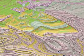 Extract from Offshore Yorkshire map showing folded and faulted Redcar Mudstone Formation with marine muds, sands and gravels.
