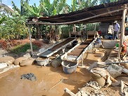 Gold mining activities (milled ore washing and sluicing) and community drinking water downslope of ASGM activities.