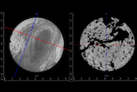 CT Slice View of coral core (left) and basalt core (right)
