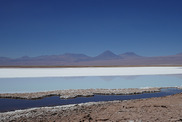 Laguna Tebinquiche in Salar de Atacama, Chile, with the Andes mountains in the background. BGS ©UKRI.