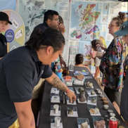 mineral specimens being explained to the public by BGS staff