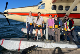 The EGRET team on day one of fieldwork, heading to the Fraser Lakes REE-enriched pegmatites on a float plane from La Ronge.