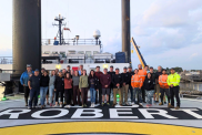 The ECORD IODP3 Expedition 501 science team on board Liftboat Robert. 