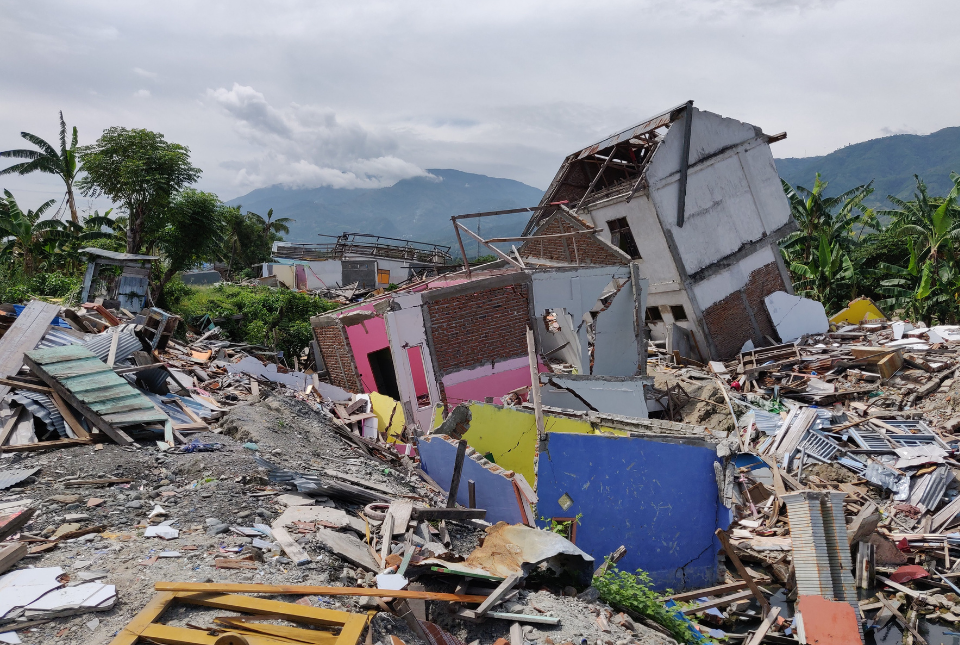 Damage in Palu, Indonesia following the devastating 2018 magnitude 7.5 earthquake.