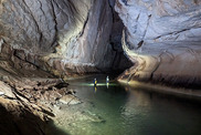 Crossing the Clearwater River in the Clearwater cave system. © Christos Pennos