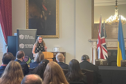 Dr Maggy Heintz speaking at the UK/Ukraine Memorandum of Understanding event