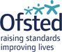 ofsted logo, includes the words raising standards improving lives