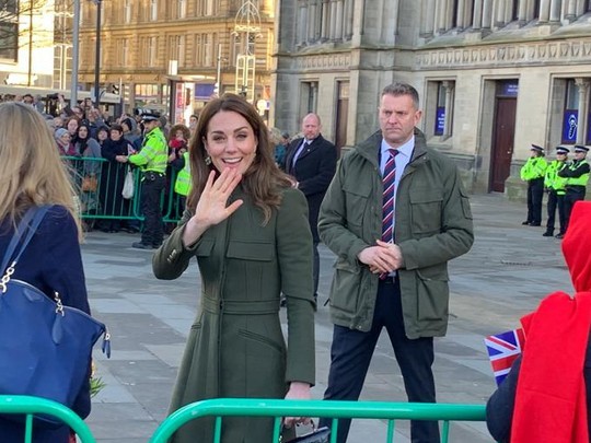 The Duchess of Cambridge waving to us in Centenary Square