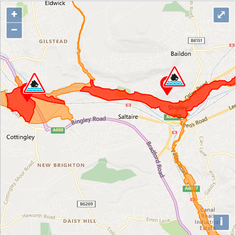 Flood warning map