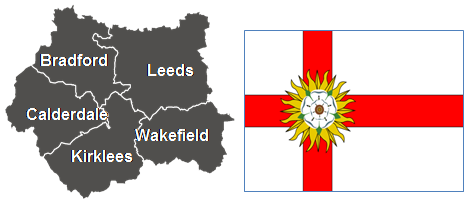 West Yorkshire map and flag