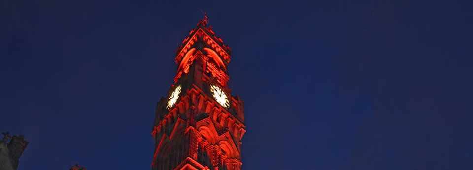 City Hall lit red