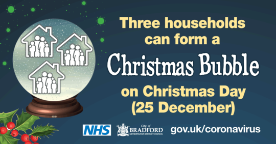 Three households can choose to form a Christmas Bubble on Christmas Day only 