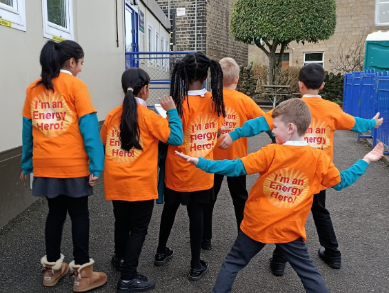 Steeton Primary pupils in Energy Heroes tabards