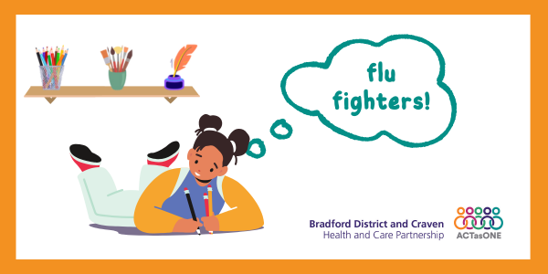 Flu fighter image - graphic with child drawing or writing