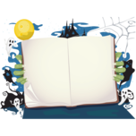 spooky themed open book