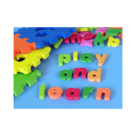 foam letters spelling play and learn