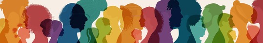 Stress Awareness. silhouettes of people in multi colours