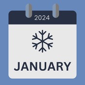 Illustration of a a calendar showing the month of January with a snowflake to represent cold weather