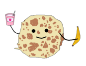 Illustration of a pancake with a smiley face