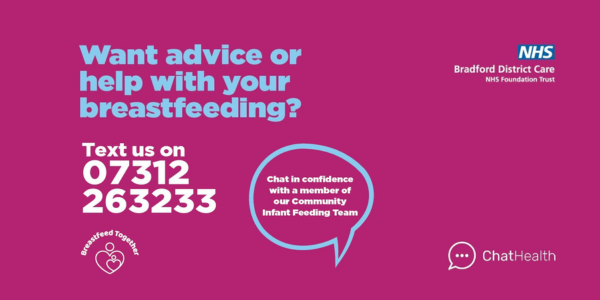 Chat Health - advice with breastfeeding on  07312 263233