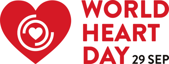 Logo for World Heart Day shows red heart shape with another white heart shape inside